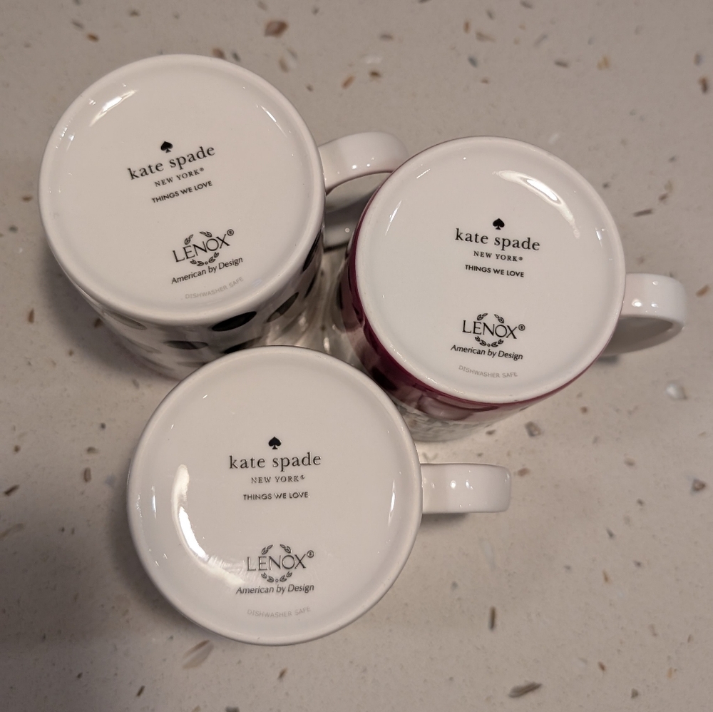Kate Spade Mugs Set Of 3 Polka Dot And Eat Cake For Breakfast By Lenox - Picture 3 of 8